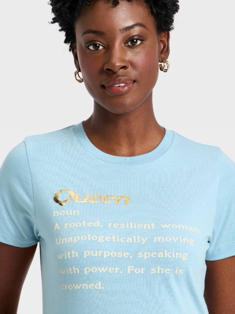 Light Blue 'Queen' Graphic Tee - Women's Short Sleeve Top by Legendary Rootz LG